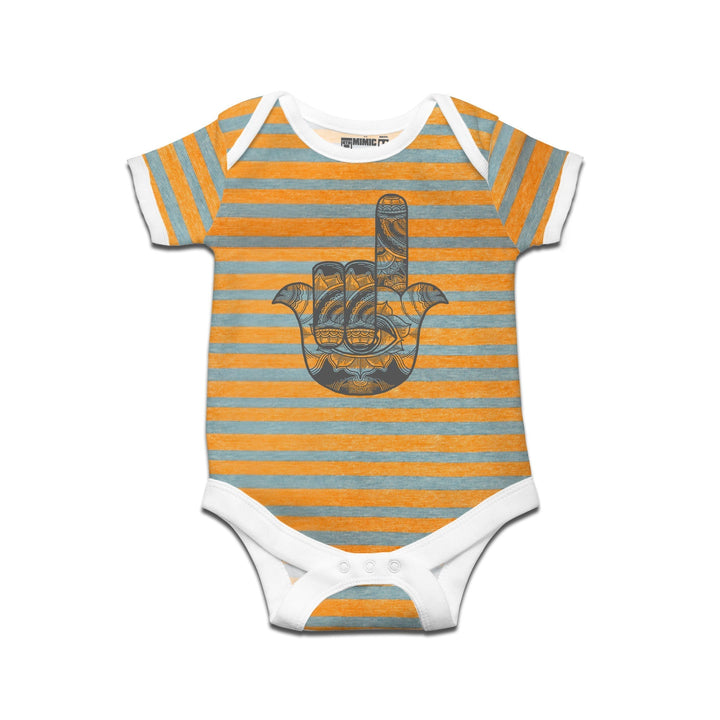 Mimic By Ruse Metal Hamsa Printed Striped infant Romper For Baby
