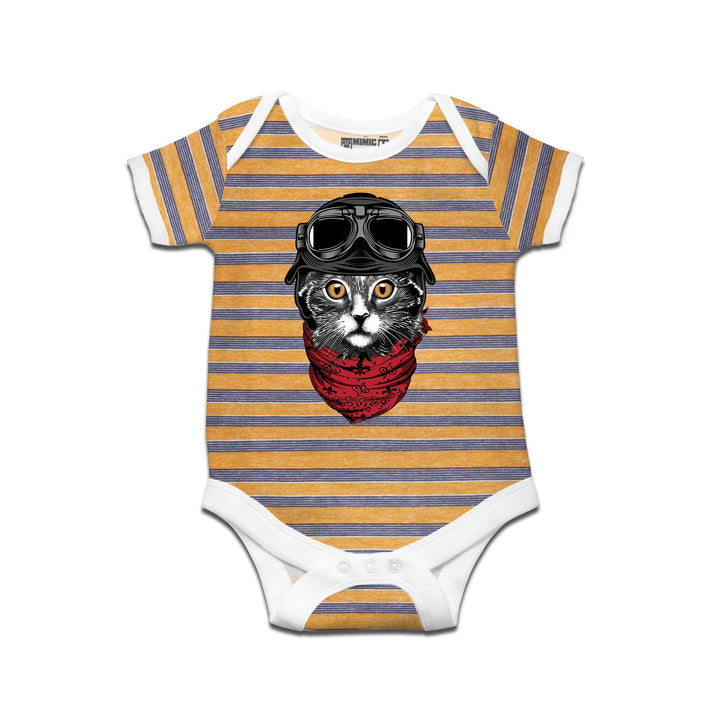 Mimic By Ruse Cute cat Printed Striped infant Romper For Baby