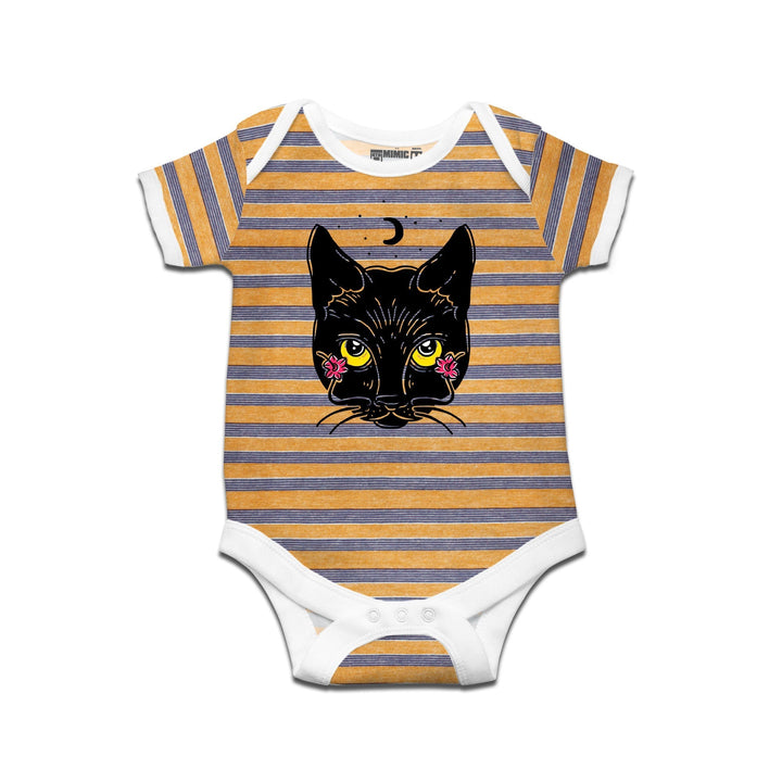 Mimic By Ruse Dalis Cat Printed Striped infant Romper For Baby