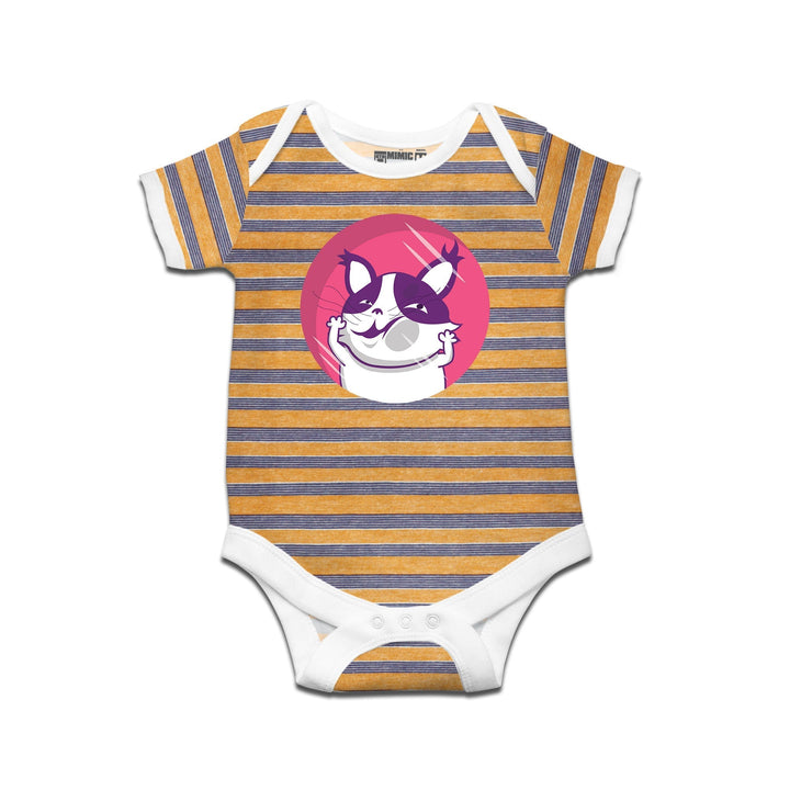 Mimic By Ruse Face One Printed Striped infant Romper For Baby