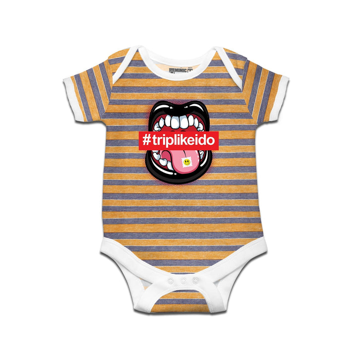 Kidswear By Ruse #triplikeido Printed Striped infant Romper For Baby
