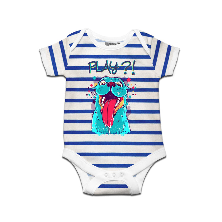 Mimic By Ruse Play Dog Printed Striped infant Romper For Baby
