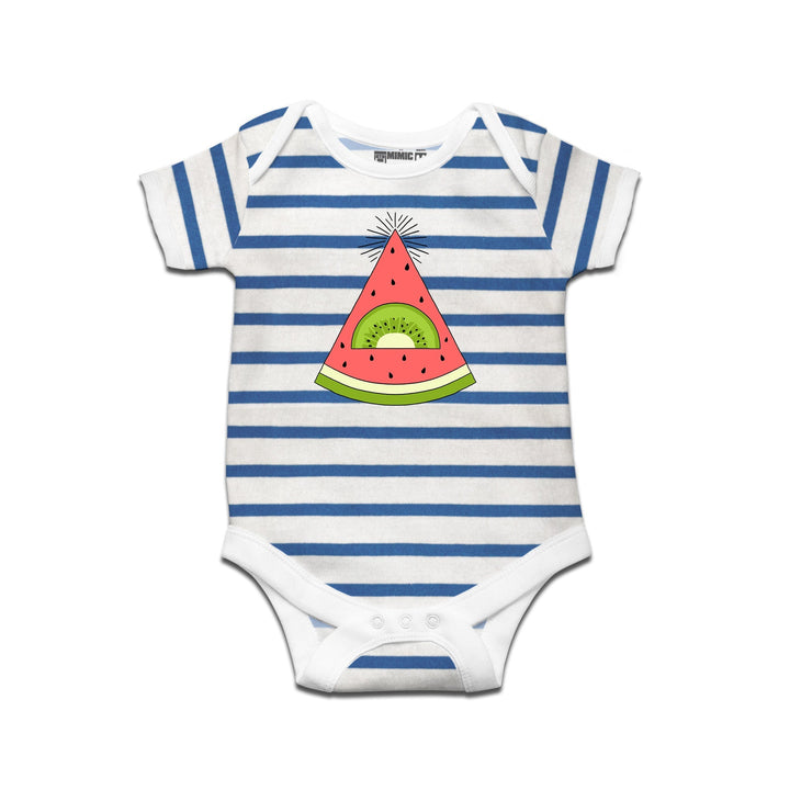 Kidswear By Ruse Watermelon Kiwi Printed Striped infant Romper For Baby
