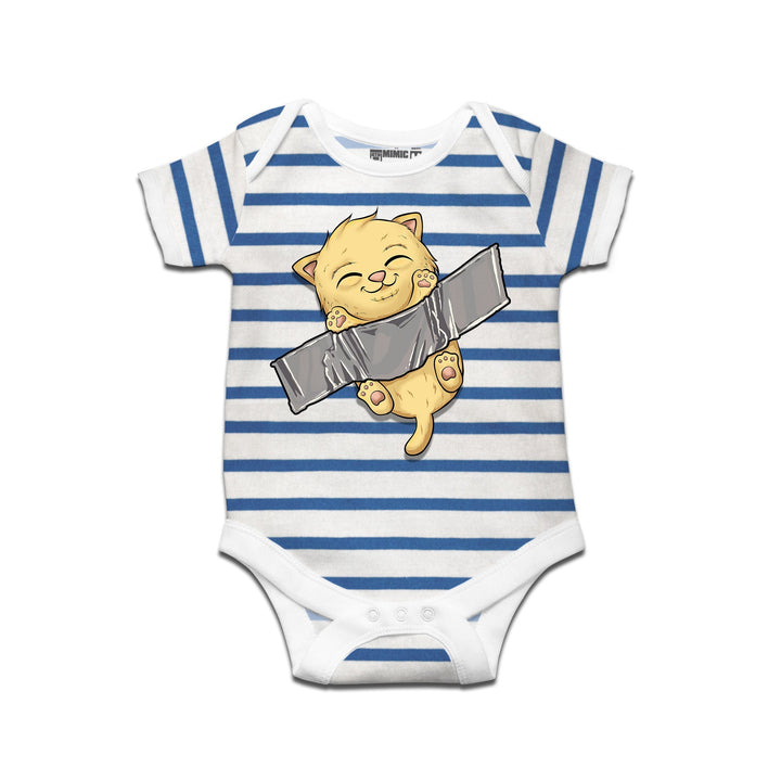 Mimic By Ruse Comedian Cat Printed Striped infant Romper For Baby