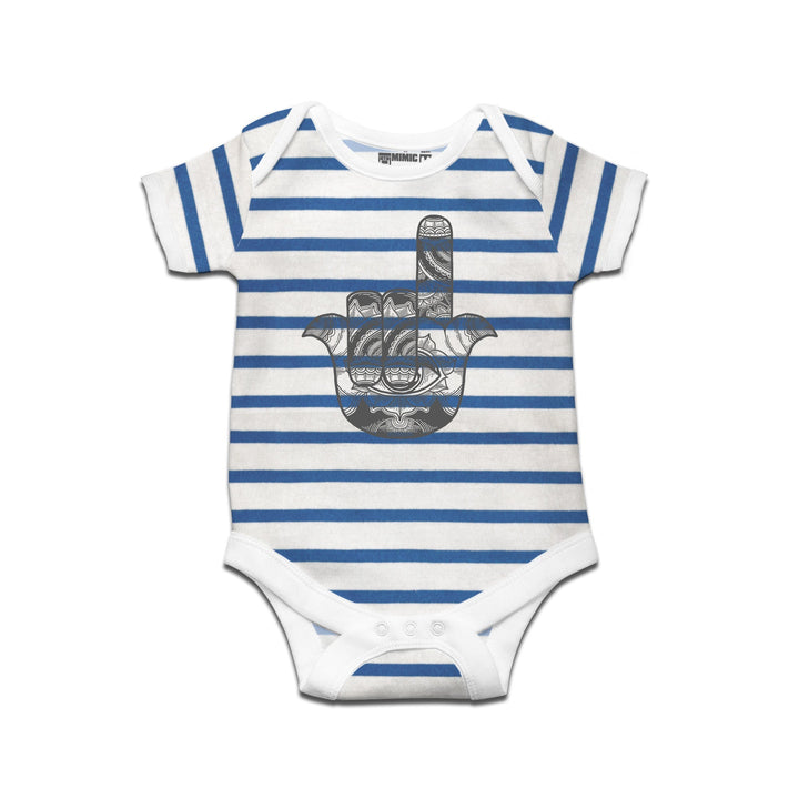 Mimic By Ruse Metal Hamsa Printed Striped infant Romper For Baby