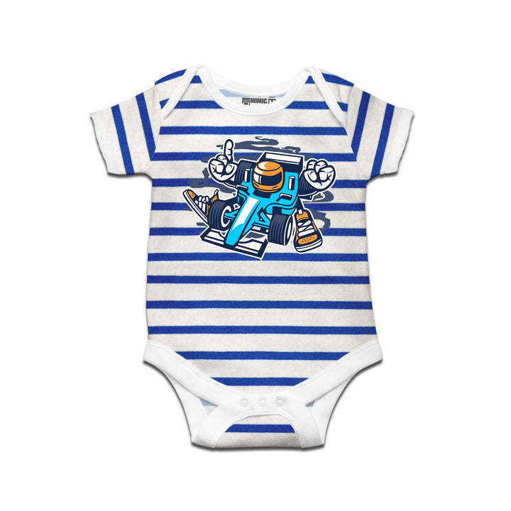 Mimic By Ruse Racer Printed Striped infant Romper For Baby