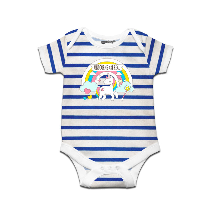 Mimic By Ruse Unicorn Printed Striped infant Romper For Baby