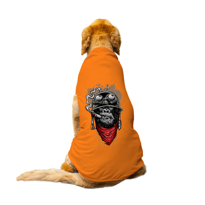 "Ape Of Duty" Printed Round Neck Sleeveless Dog Tee
