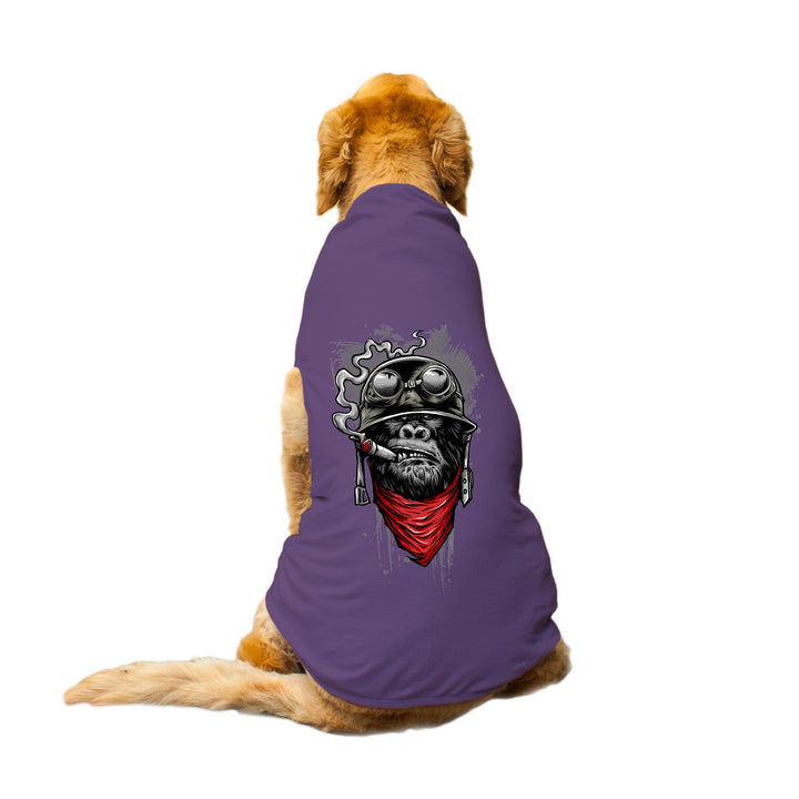 "Ape Of Duty" Printed Round Neck Sleeveless Dog Tee