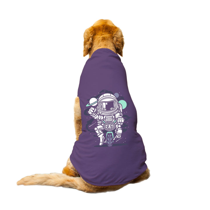 "Space Bike" Printed Round Neck Sleeveless Dog Tee