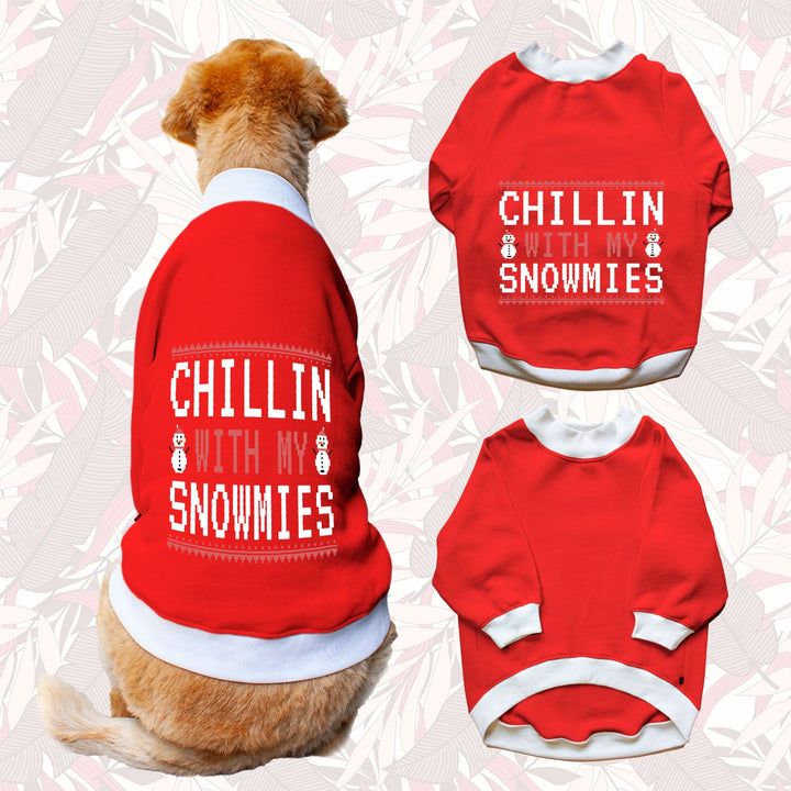 Ruse 'Basics' "Chillin With My Snowmies" Printed Crew Neck Full Sleeve Sweatshirt For Dogs