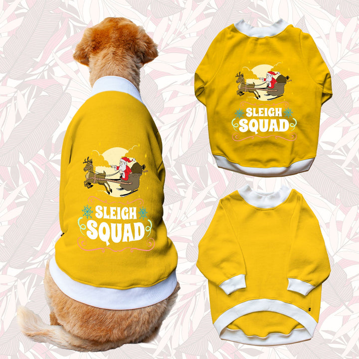 Ruse 'Basics' "Sleigh Squad" Printed Crew Neck Full Sleeve Sweatshirt For Dogs