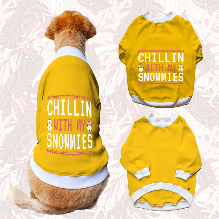 Ruse 'Basics' "Chillin With My Snowmies" Printed Crew Neck Full Sleeve Sweatshirt For Dogs