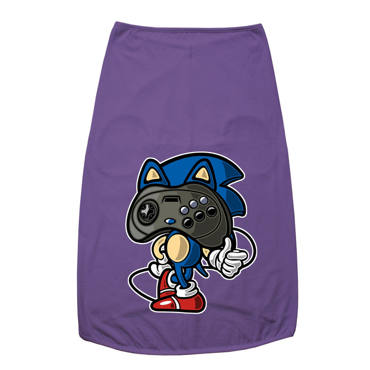 "Player Hedgehog" Printed Round Neck Sleeveless Dog Tee