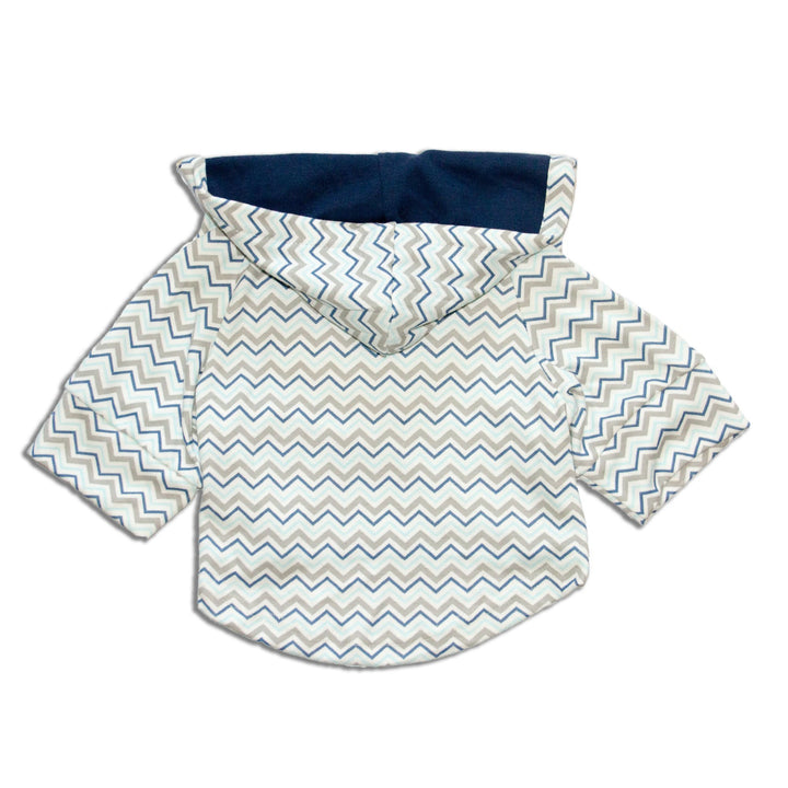 Allover Blue Chevron Print Full Sleeves With Drawstring Dog Jumper Hoodie