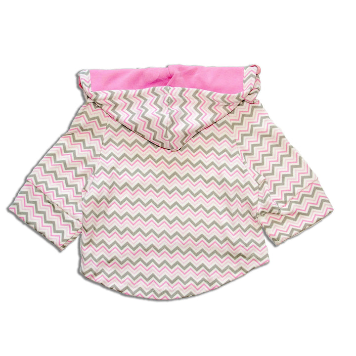 Allover Pink Chevron Print Full Sleeves With Drawstring Dog Jumper Hoodie