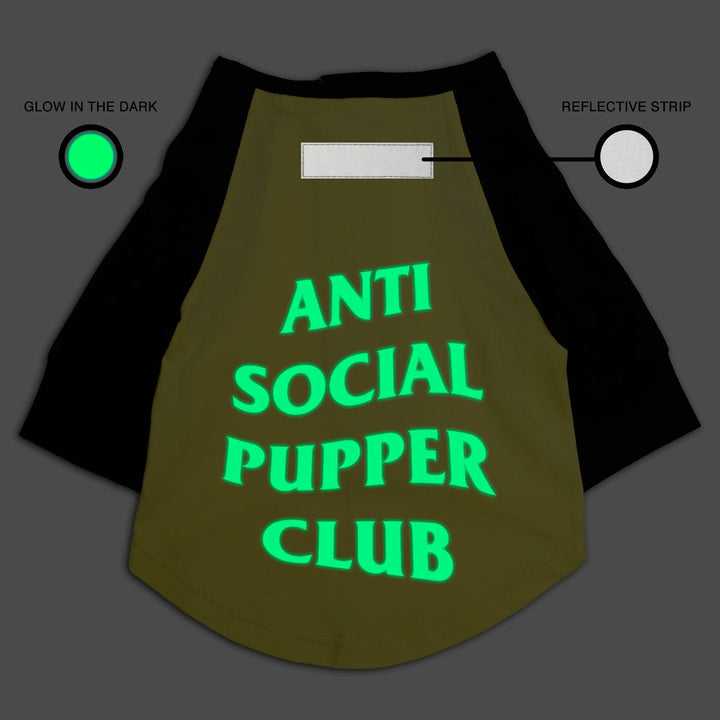 "Anti Social Pupper Club" Night Glow Raglan Dog Tee | Visibilitee Collection