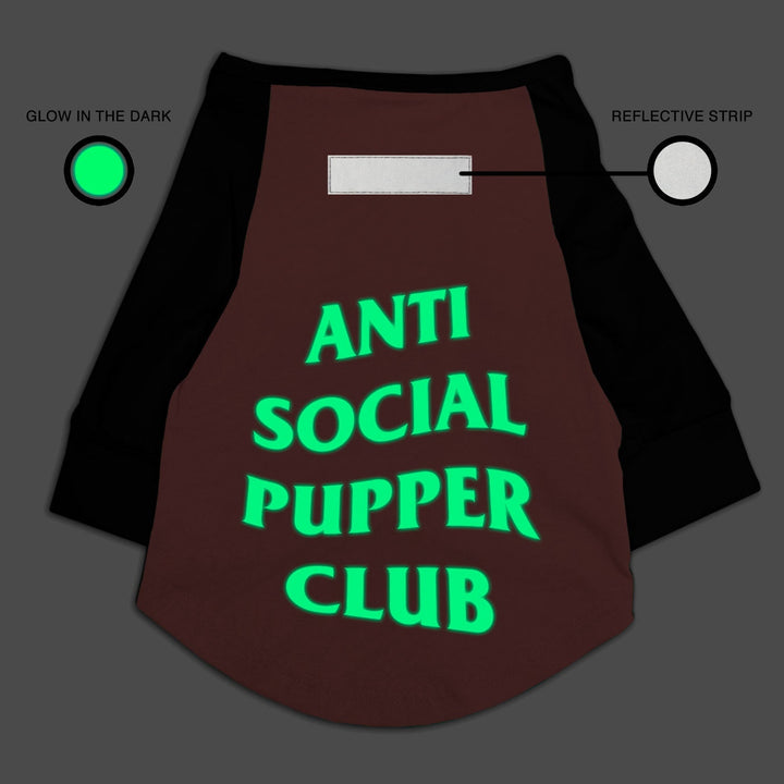 "Anti Social Pupper Club" Night Glow Raglan Dog Tee | Visibilitee Collection