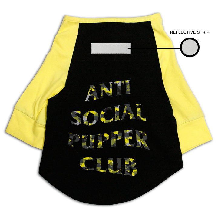 Anti Social Pupper Club Reflective Raglan Dog Tee | Visibilitee Collection