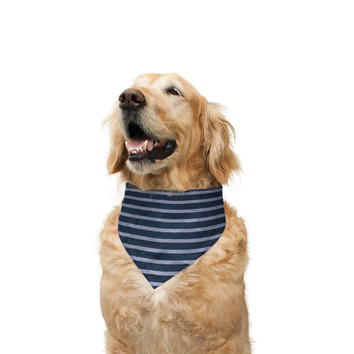 Black Currant Striped and Navy Solid Reversible Bandana for Dogs