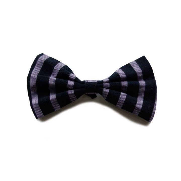 "Black Currant Striper" Upcycled Dog Bow Tie