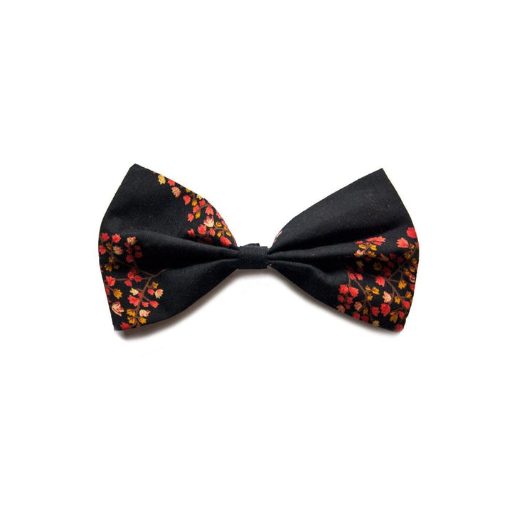 "Black Floral Cotton Printed" Upcycled Cat Bow Tie