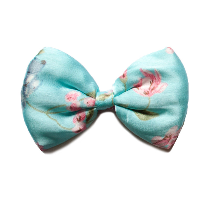 "Bloom" Floral Printed Upcycled Satin Puffy Cat Bow Tie