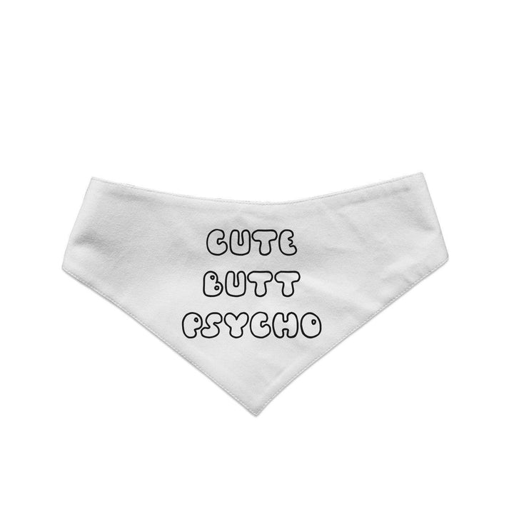 "Cute Butt Psycho" Printed and Striped Reversible Bandana for Cats