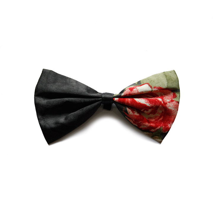 "Dark Bloom Floral Stain Printed" Upcycled Dog Bow Tie