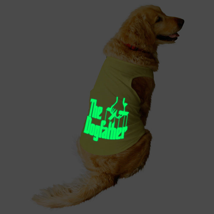 "Dogfather" Night Glow Printed Dog Tee