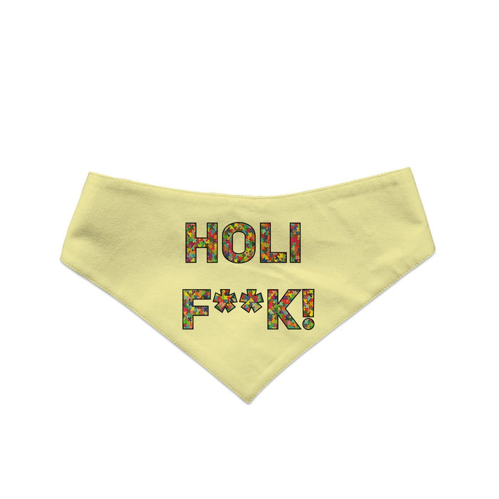 "Holi F**k" Printed and Striped Reversible Bandana for Cats