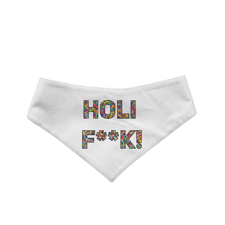 "Holi F**k" Printed and Striped Reversible Bandana for Cats