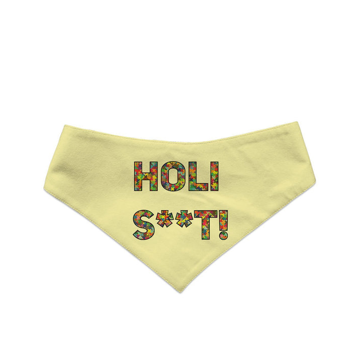 "Holi S**T" Printed and Striped Reversible Bandana for Cats
