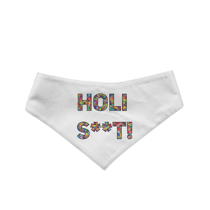 "Holi S**T" Printed and Striped Reversible Bandana for Cats