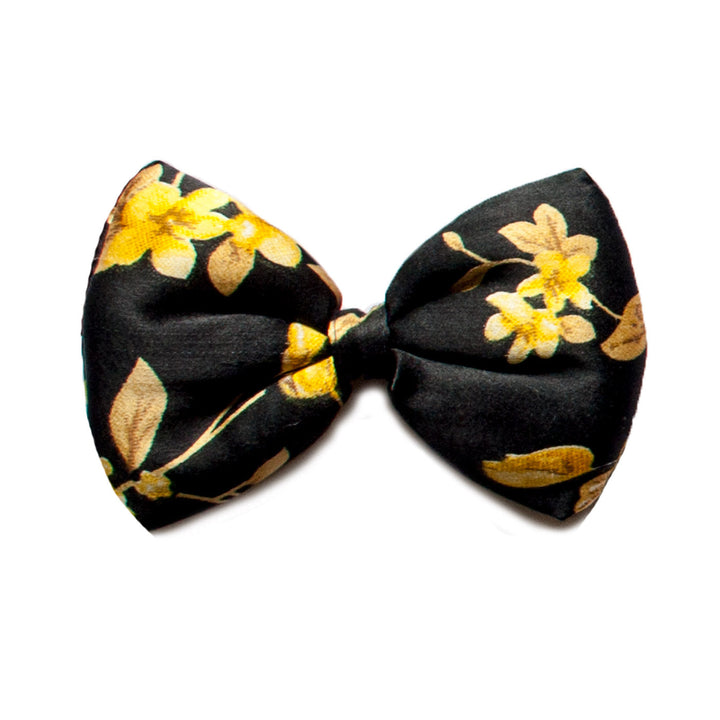 "Ikebana" Floral Printed Upcycled Satin Puffy Cat Bow Tie