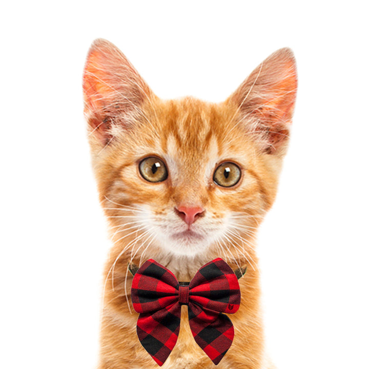 "Merry" Check Upcycled Cat Bowknot Bowtie