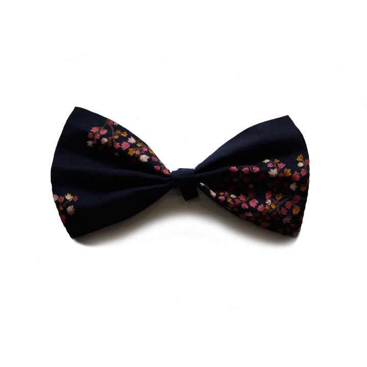 "Navy Floral Printed" Upcycled Cat Bow Tie