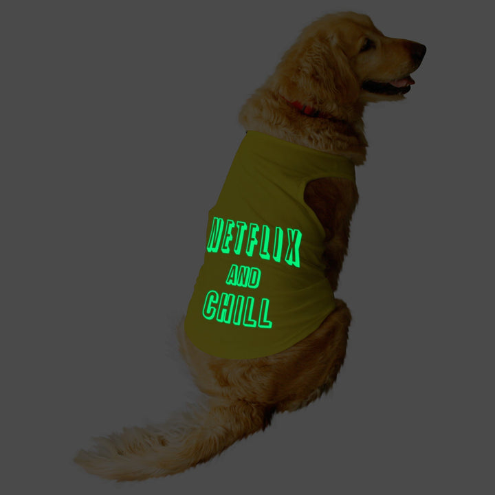 "Netflix And Chill" Night Glow Printed Dog Tee