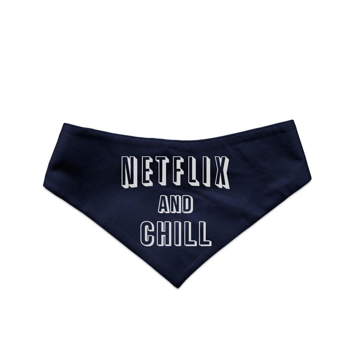 "Netflix And Chill" Printed and Striped Reversible Bandana for Cats