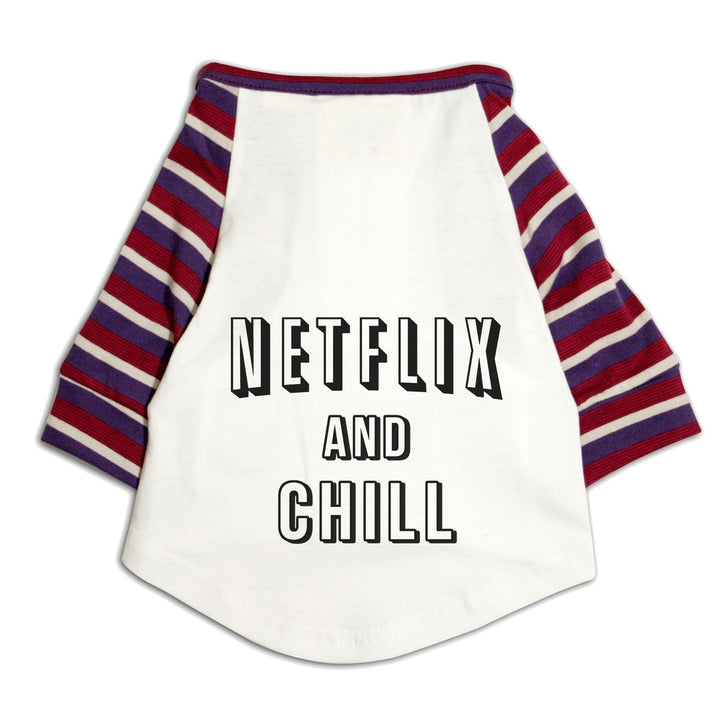 Netflix And Chill Striper Raglan Dog Streetwear Tee
