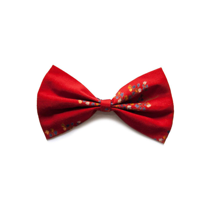 "Red Floral Cotton Printed" Upcycled Cat Bow Tie