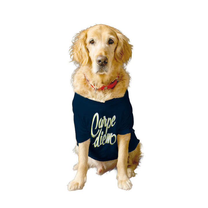Ruse Basic Crew Neck "Carpe Diem" Printed Half Sleeves Dog Tee