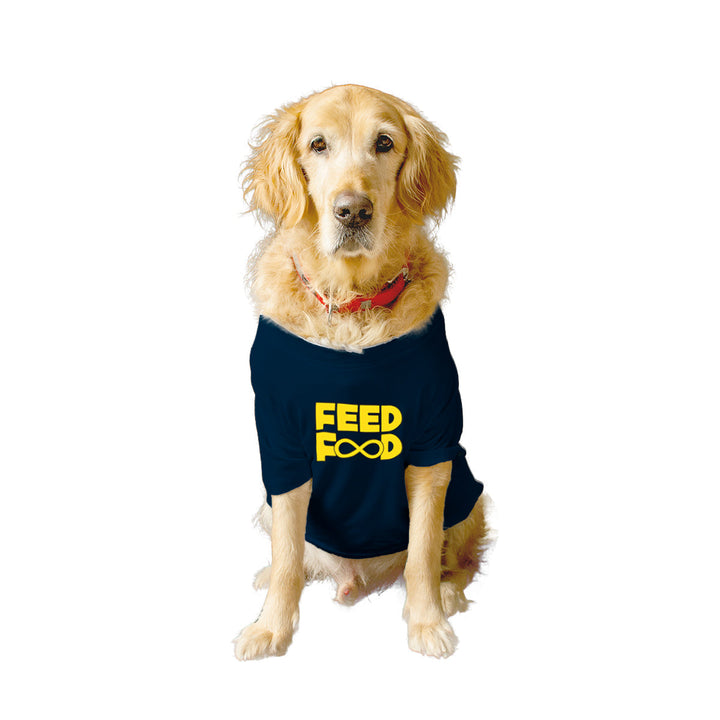 Ruse Basic Crew Neck "Feed Food" Printed Half Sleeves Dog Tee