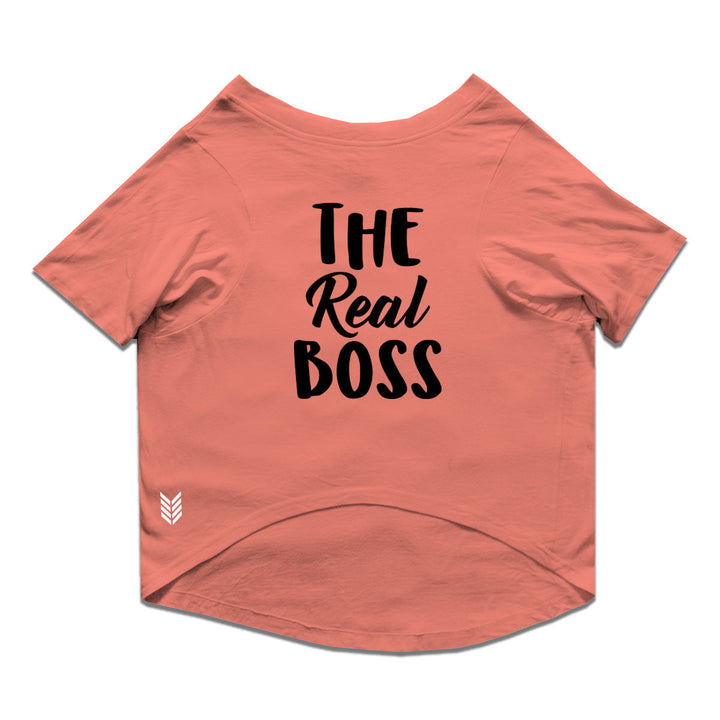 Ruse Basic Crew Neck "The Real Boss" Printed Half Sleeves Dog Tee