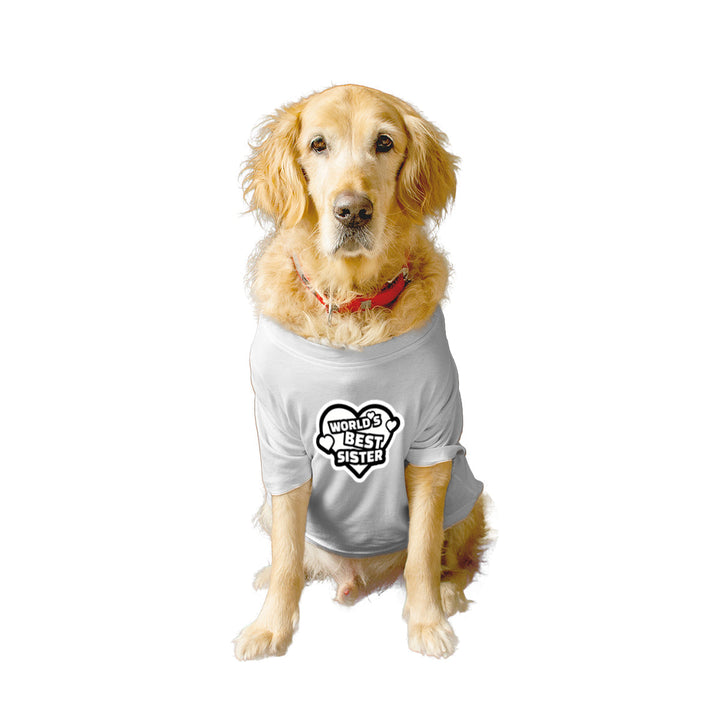 Ruse Basic Crew Neck "World's Best Sister" Printed Half Sleeves Dog Tee