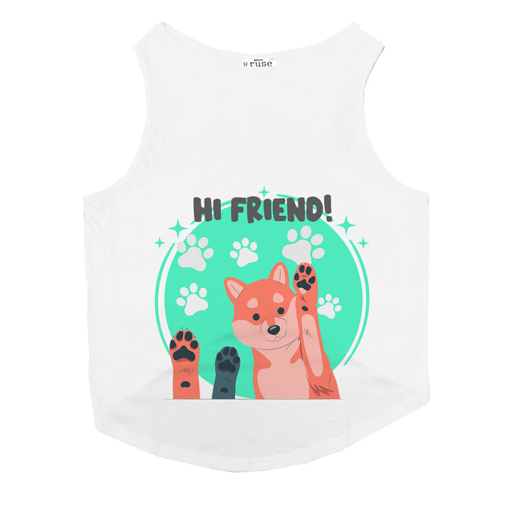 Ruse "Hi Friend" Printed Tank Dog Tee