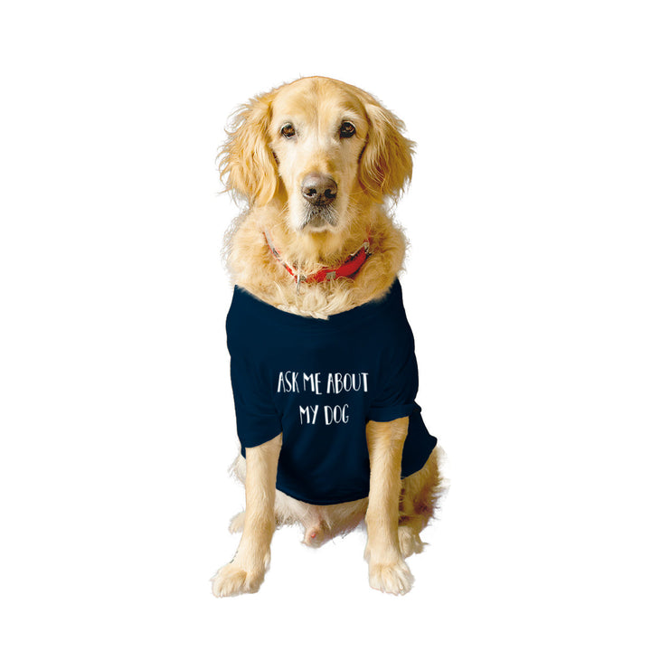 Ruse Summer Twinning Basic Crew Neck "Ask Me About My Human and Dog" Printed Half Sleeves Dog and Unisex Pet Parent Tees Set