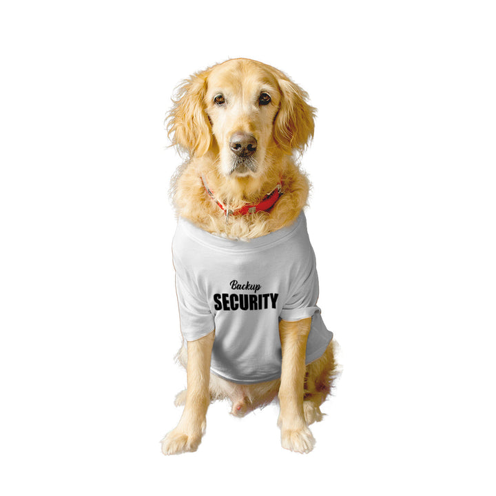 Ruse Summer Twinning Basic Crew Neck "Backup Security" Printed Half Sleeves Dog and Unisex Pet Parent Tees Set