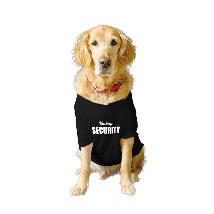 Ruse Summer Twinning Basic Crew Neck "Backup Security" Printed Half Sleeves Dog and Unisex Pet Parent Tees Set