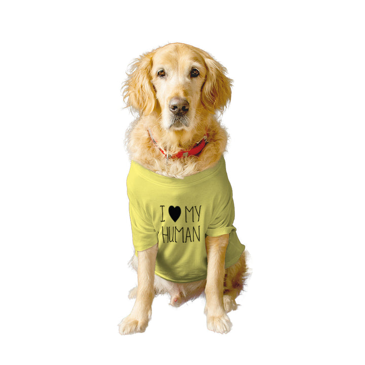 Ruse Summer Twinning Basic Crew Neck "I Love My Human and Dog" Printed Half Sleeves Dog and Unisex Pet Parent Tees Set